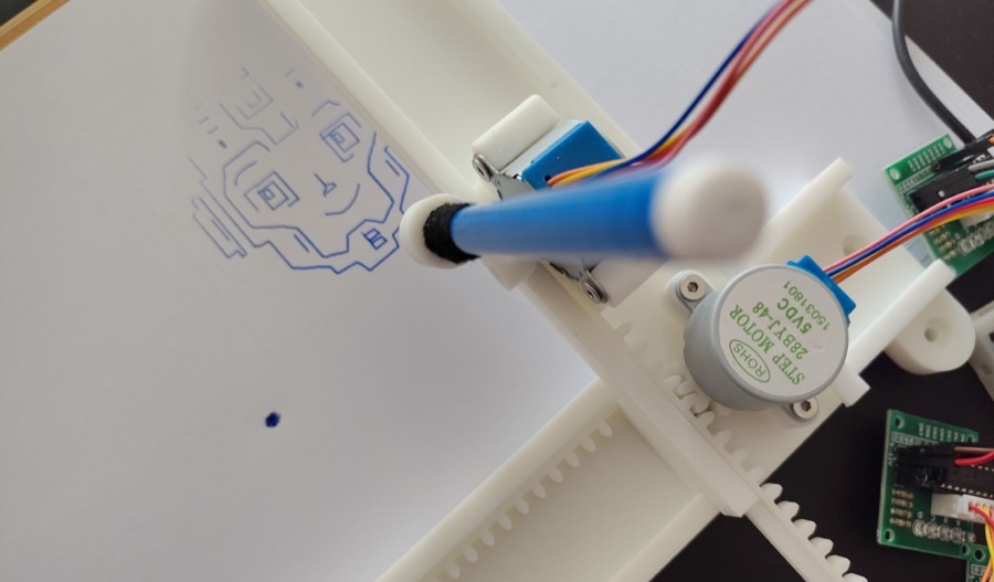 Arduino drawing plotter building a face on paper — Plotter Lab take-home project